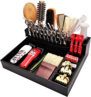 Barber Storage Box,Hairdressing Tool Holder, Multifunctional Detachable Large Storage Box, Shear Holder PU Leather Salon Scissors Holder, Hair Cutting Tools Storage Case for Barber Accessories(Large)
