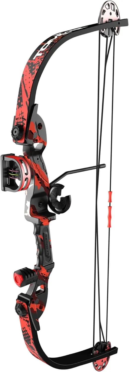 Barnett Tomcat Youth Compound Bow, Right-Handed Bow for Young Archers 8 , 17-22lb Draw Weight, 18-22in Draw Length, with 3 Pin Fiber Optic Sight, 2 Arrows, Attached Quiver