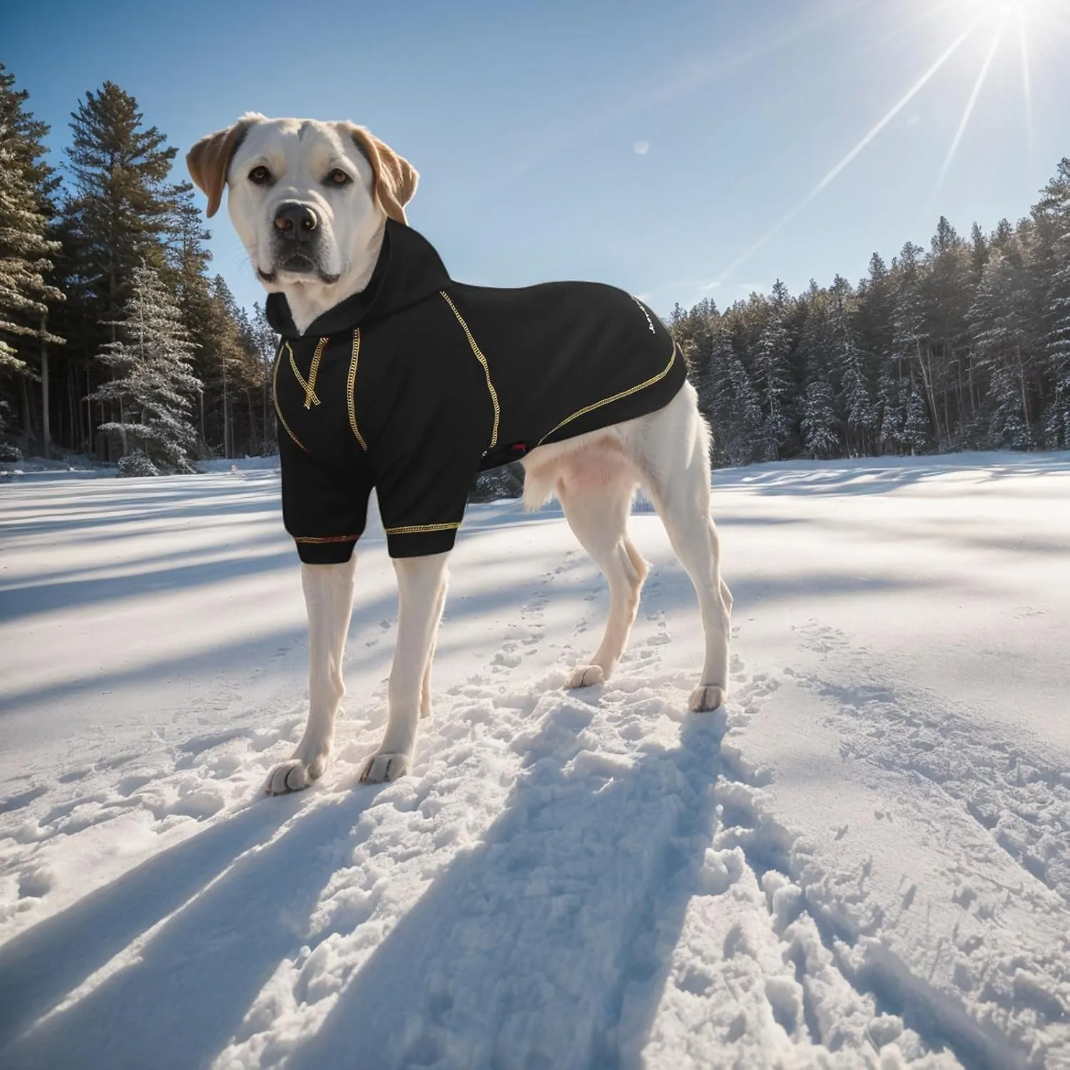 Basic Dog Hoodie Sweatshirts, Pet Clothes Hoodies Sweater with Hat and Leash Hole, Soft Cotton Outfit Coat for Large Medium Small Dogs, Black (Medium)