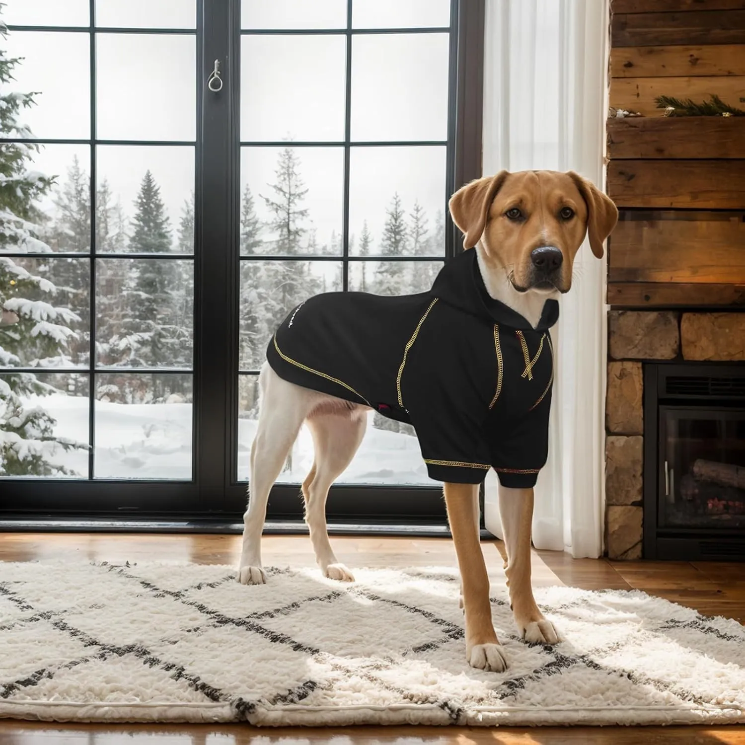 Basic Dog Hoodie Sweatshirts, Pet Clothes Hoodies Sweater with Hat and Leash Hole, Soft Cotton Outfit Coat for Large Medium Small Dogs, Black (Medium)