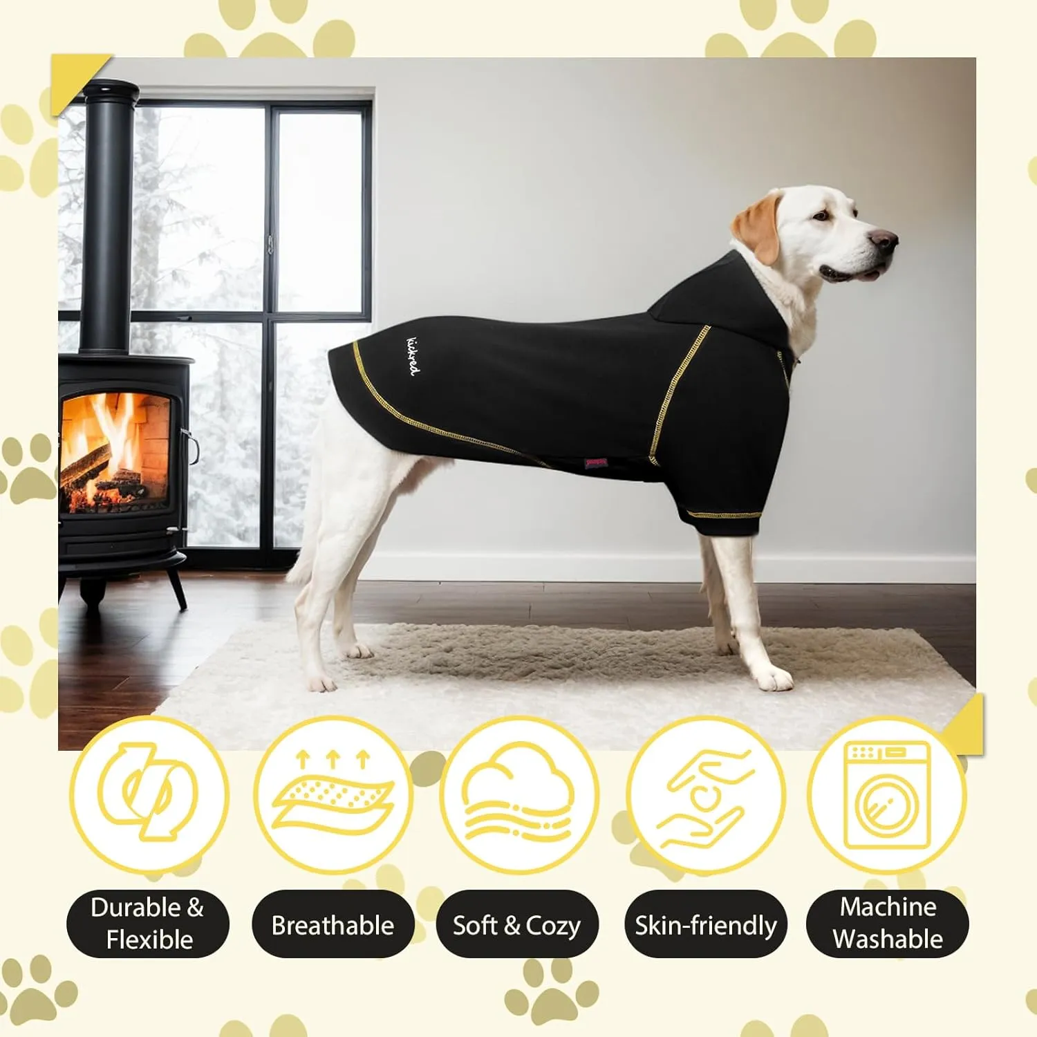 Basic Dog Hoodie Sweatshirts, Pet Clothes Hoodies Sweater with Hat and Leash Hole, Soft Cotton Outfit Coat for Large Medium Small Dogs, Black (Medium)