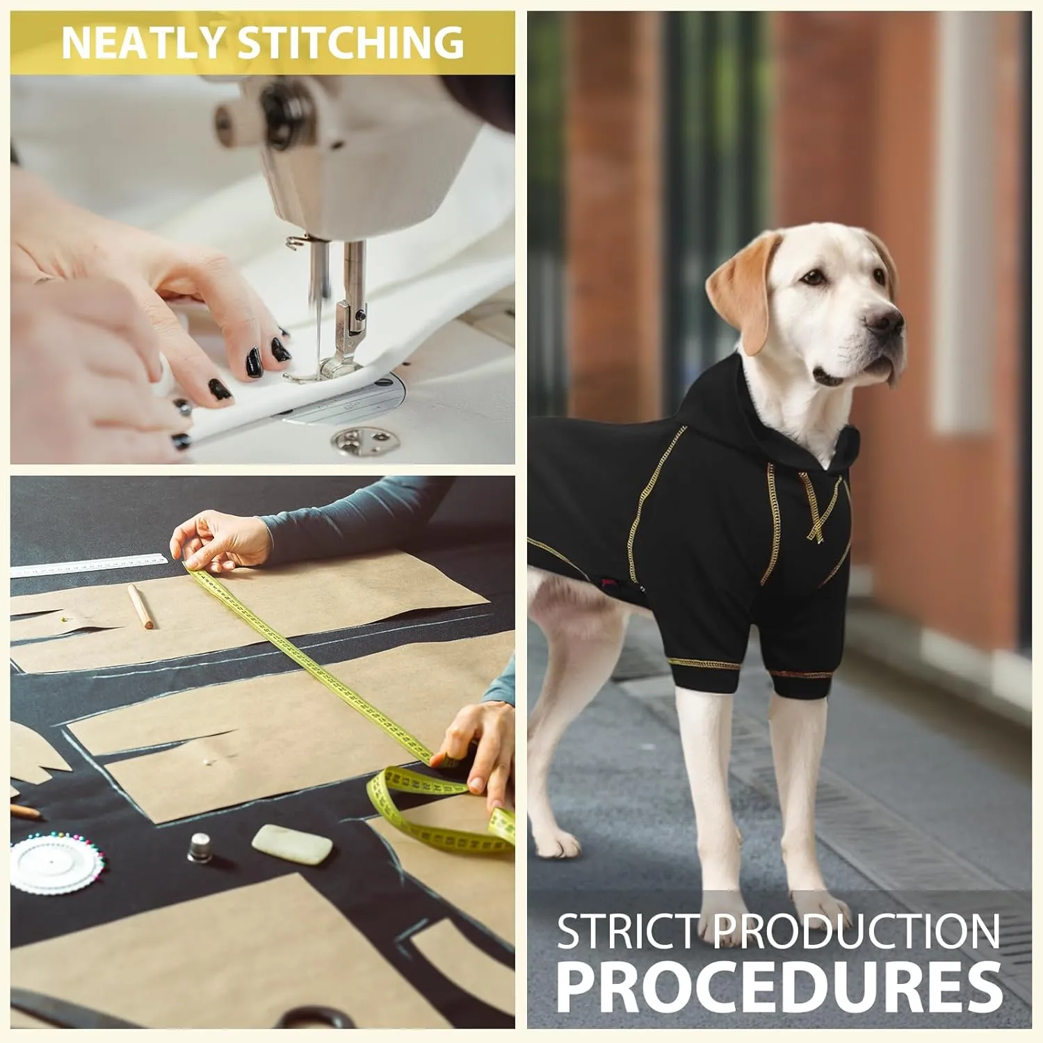 Basic Dog Hoodie Sweatshirts, Pet Clothes Hoodies Sweater with Hat and Leash Hole, Soft Cotton Outfit Coat for Large Medium Small Dogs, Black (Medium)