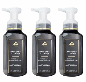 Bath and Body FRESH AND BRIGHT Hand Soaps - Set of 3 Gentle Foaming/Gel Soaps (Mahogany Teakwood - Foam)