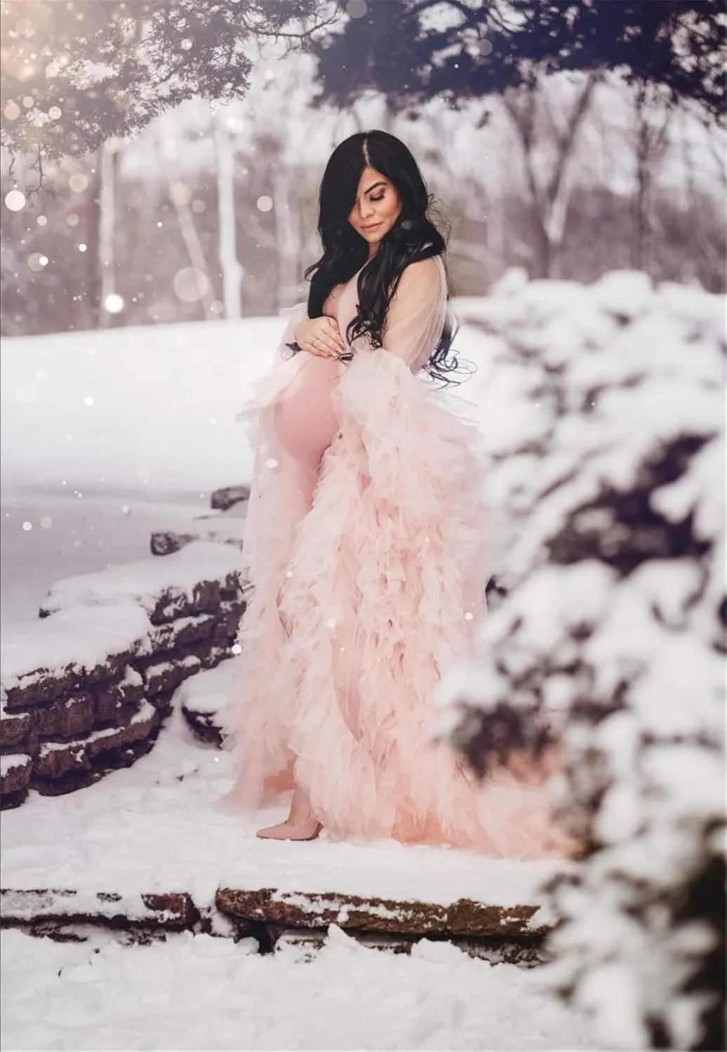 BATHGOWN Sexy Illusion Long Lingerie Tulle Robe Nightgown Bathrobe Sleepwear Bridal Robe Wedding Scarf