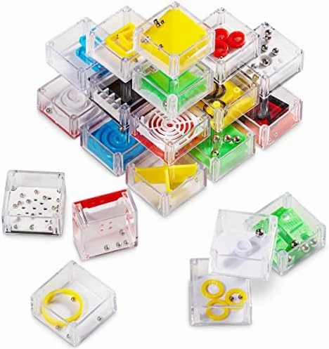 Bedwina Mini Cube Puzzle Box Set, 24 Pack Balance IQ Party Favor Games for Kids, Teens, Adults, 1.5 Inch Mini Games for Kids 3D Brain Teaser Maze Ball Mini Puzzles Toy Stocking Stuffers for Kids Bulk
