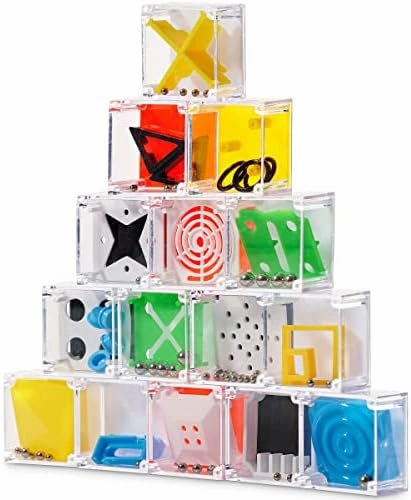 Bedwina Mini Cube Puzzle Box Set, 24 Pack Balance IQ Party Favor Games for Kids, Teens, Adults, 1.5 Inch Mini Games for Kids 3D Brain Teaser Maze Ball Mini Puzzles Toy Stocking Stuffers for Kids Bulk