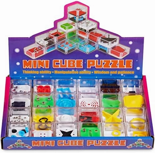 Bedwina Mini Cube Puzzle Box Set, 24 Pack Balance IQ Party Favor Games for Kids, Teens, Adults, 1.5 Inch Mini Games for Kids 3D Brain Teaser Maze Ball Mini Puzzles Toy Stocking Stuffers for Kids Bulk