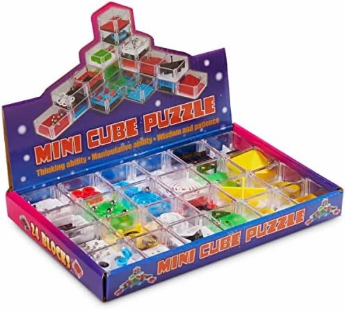 Bedwina Mini Cube Puzzle Box Set, 24 Pack Balance IQ Party Favor Games for Kids, Teens, Adults, 1.5 Inch Mini Games for Kids 3D Brain Teaser Maze Ball Mini Puzzles Toy Stocking Stuffers for Kids Bulk