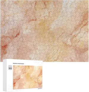 Beige Marble Pattern Puzzles 300 Pieces Personalized Jigsaw Puzzles Beige Marble Pattern Photo Puzzle Challenging Picture Puzzle for Adults Personaliz Jigsaw with Storage Bag (15.7" X 11")
