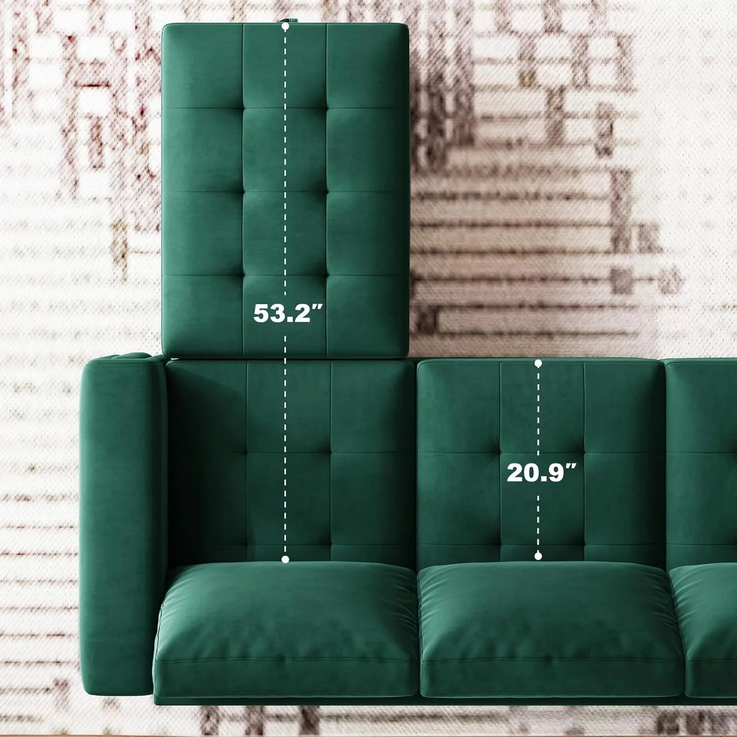 Belffin Modular Sectional Sofa U Shaped Sectional Couch with Storage Ottoman Velvet 9-Seater Convertible Sectional Sofa with Chaises Green