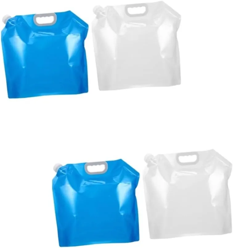 BESPORTBLE 2sets Collapsible Water Containers Large Volume Water Bag Screw Thread Lid for Hiking Biking Picnics 2pcs*2