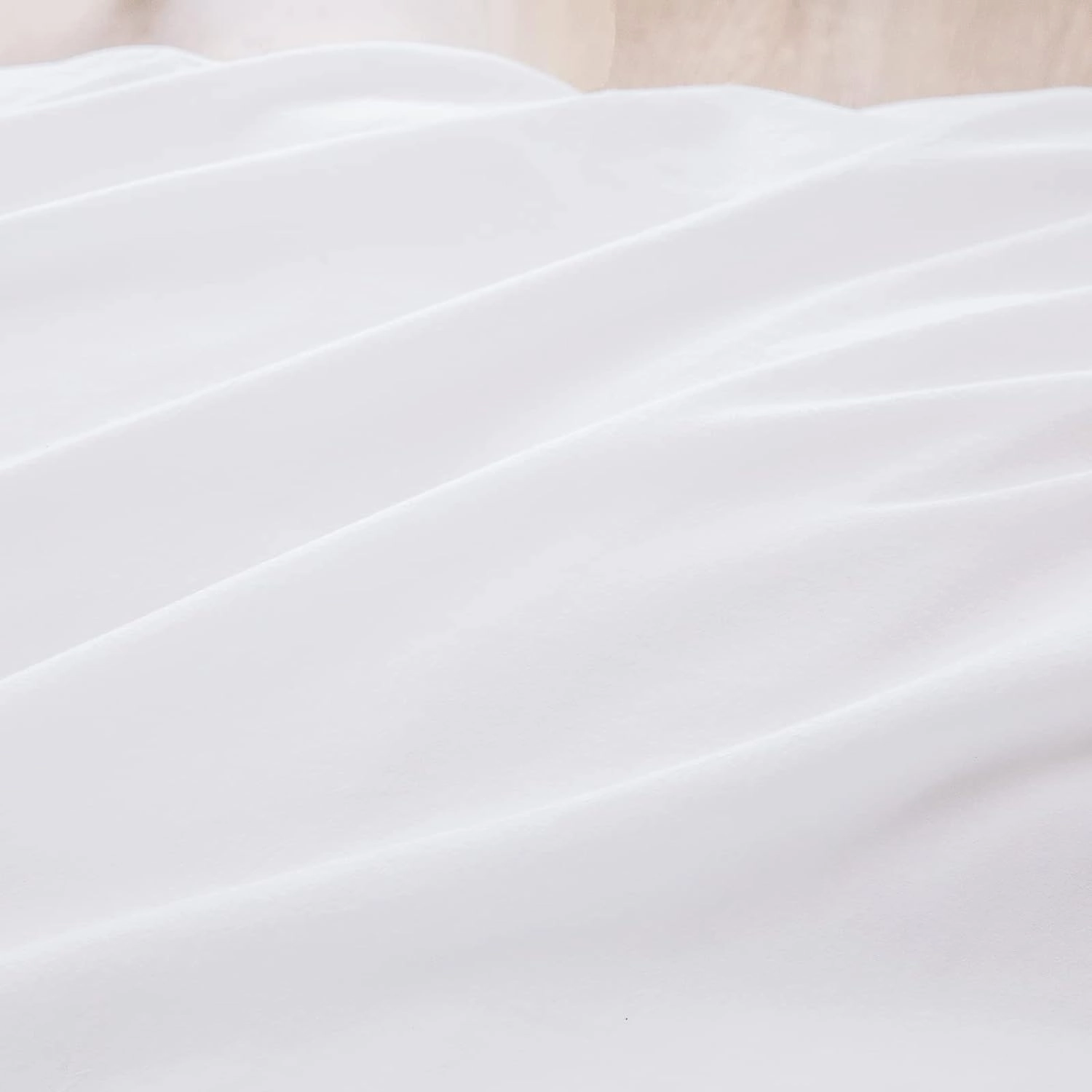 BESTOUCH Duvet Cover Set 100% Washed Cotton Linen Feel Super Soft Comfortable Chic Lightweight 3 PCs Home Bedding Set Solid Bright White Queen