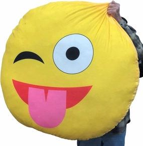 Big Plush Smiley Face Tongue Out Emoji - Huge 4-Foot Extra-Soft Jumbo Plush Emoji Pillow- Gigantic Stuffed Animal - OSO de Peluche - Cute Oversized Plushie - Jumbo Emojis Pillow Fun Novelty