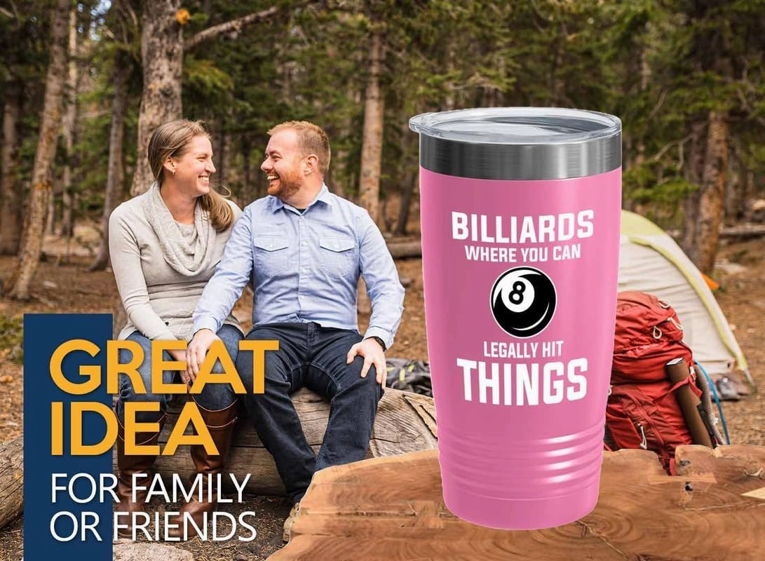 Billiard Pink Edition Viking Tumbler 20oz - Billiards - Pool Player Gifts Table Rail Balls Chalk Cue Sticks