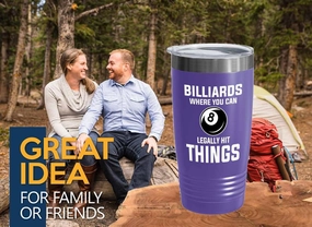 Billiard Purple Edition Viking Tumbler 20oz - Billiards - Pool Player Gifts Table Rail Balls Chalk Cue Sticks