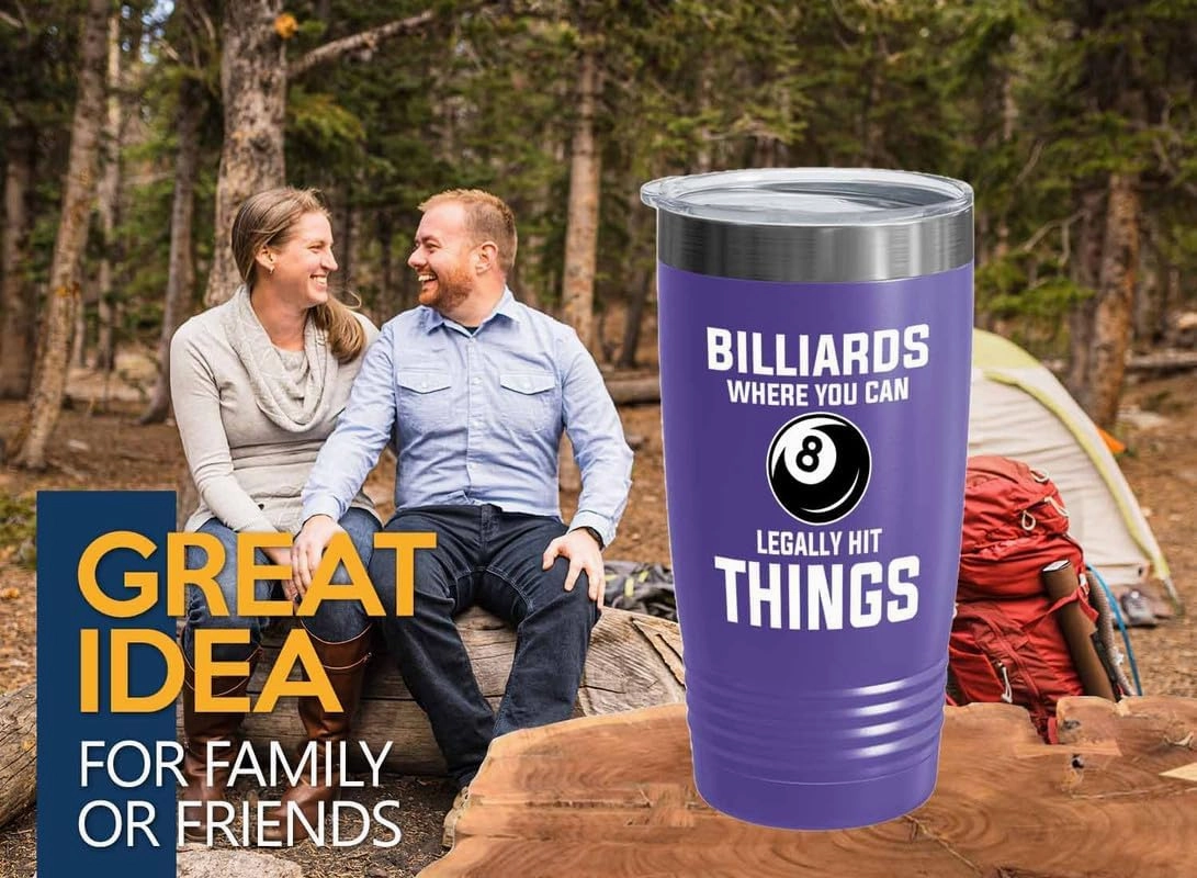 Billiard Purple Edition Viking Tumbler 20oz - Billiards - Pool Player Gifts Table Rail Balls Chalk Cue Sticks
