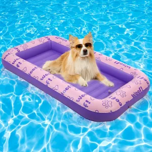 BINGPET Inflatable Dog Floating Raft for Summer Pool, Durable and Foldable Pet Pool Rafts & Inflatable Ride-ons, with Cute Footprint and Bone Patterns, Hold Up to 100 pounds (Pink)