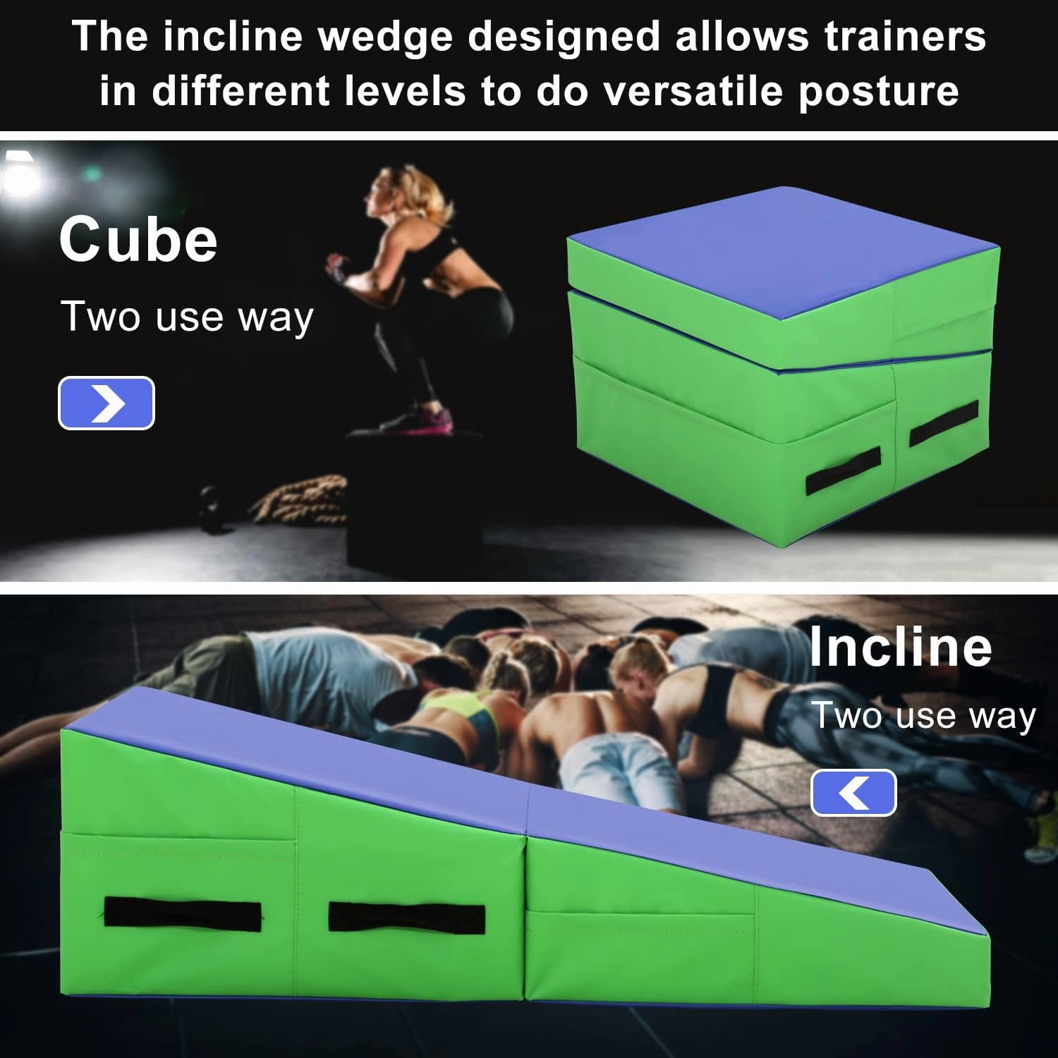 BLKMTY Gymnastics Mat - Incline Tumbling Mat, Folding, Cheese Wedge Design for Kids Indoor/Outdoor Exercise & Yoga