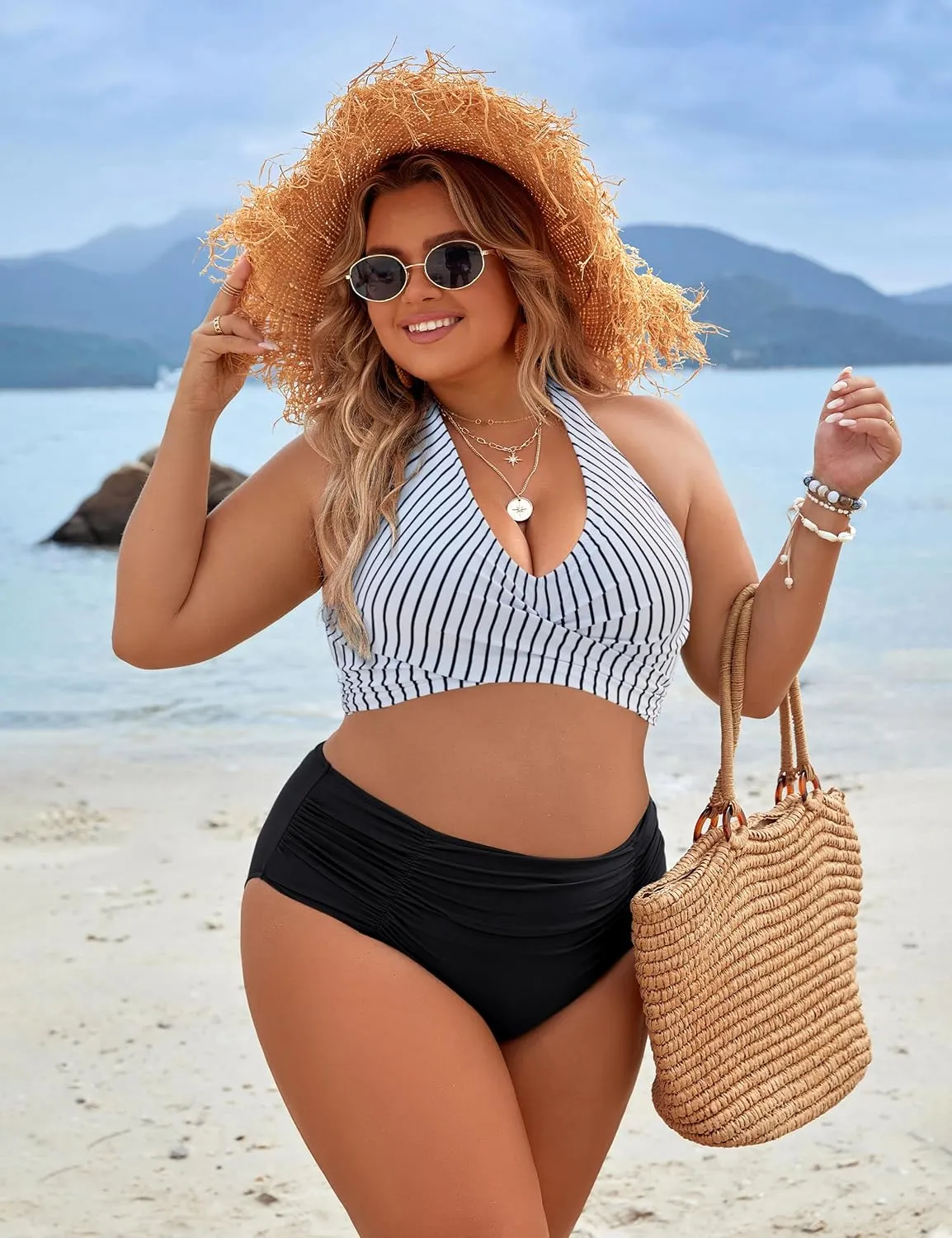 Blooming Jelly Womens Tummy Control Bathing Suits Modest High Waisted Bikini Sets Cute Halter 2 Piece Swim Suit 2025