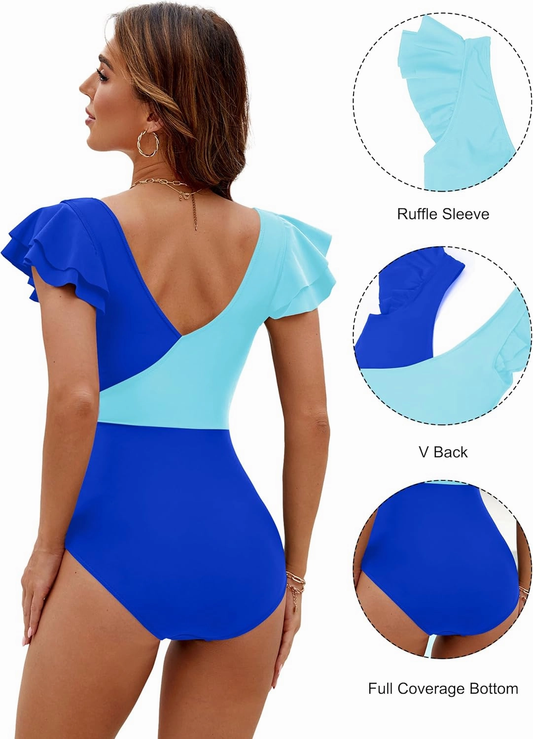 Blooming Jelly Women's Tummy Control Swimsuits Slimming One Piece Bathing Suit Ruffle Wrap V Neck Swimwear