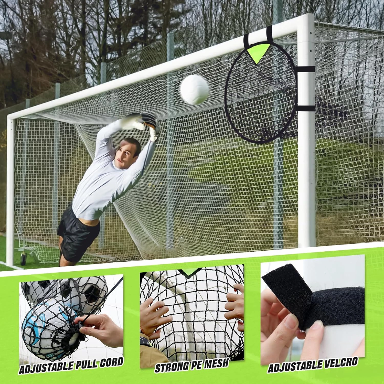 BOHEN Soccer Targets Goal Set of 2pc - Pop-up Portable Top Bins Target - Shooting Accuracy Training Soccer Goal for Endless Fun and Skill Building with Carrying Bag