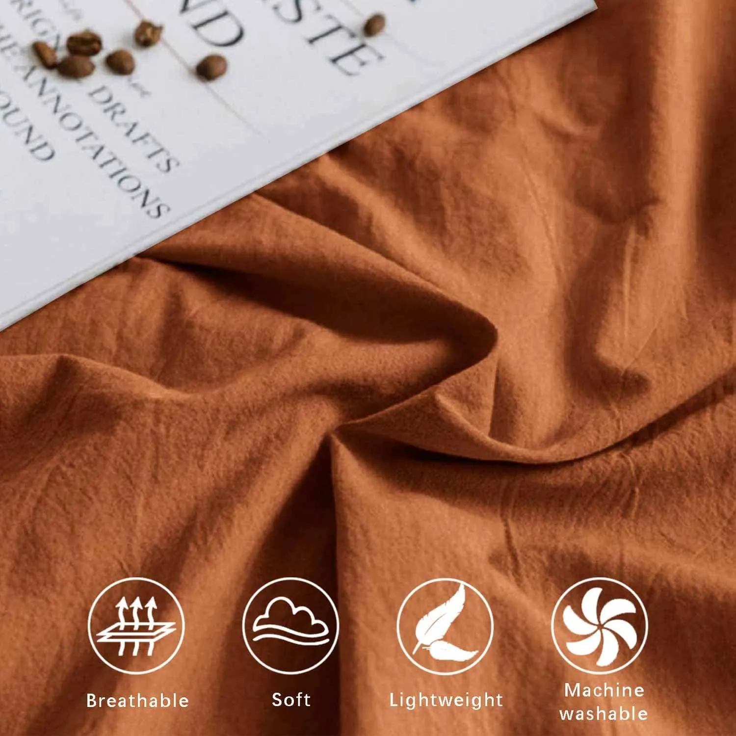 Boho Comforter Full Size Burnt Orange, 3 Piece Soft Terracota Modern Bedding Set, Lightweight Caramel Rust All Season Bed Quilt Blanket with 2 Pillow Shams for Women Men