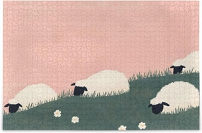 Boho Sheep Grassland Jigsaw Puzzle 500 Piece, Educational Intellectual Decompression Puzzle Game Jigsaw Puzzle for Adult Active Thinking Party Entertainment, Family Games