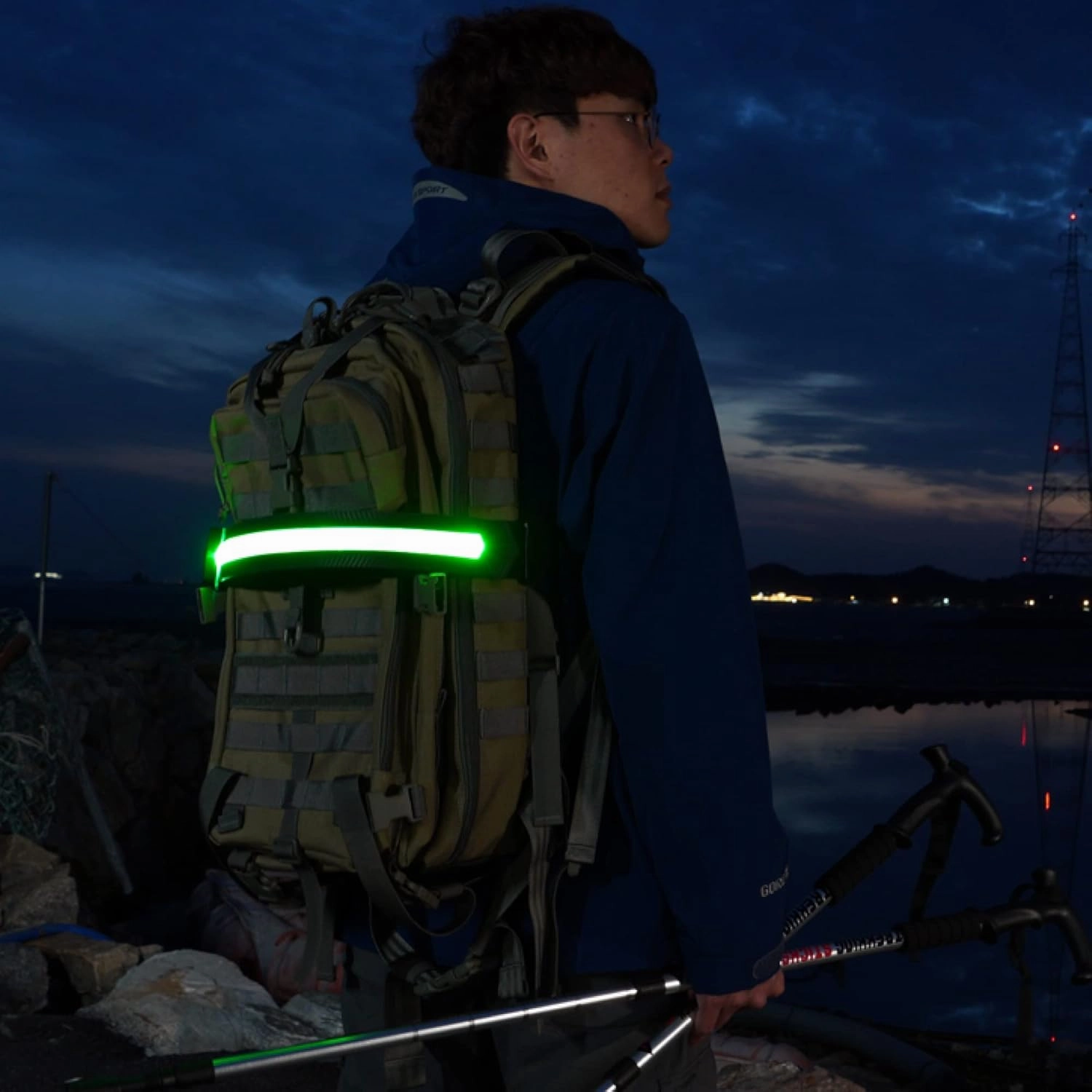 BOIDA LED Reflective Belt 1pcs - High Visibility Gear for Running,Bike, Camping, Walking & Cycling | USB Rechargeable | Safer Than a Reflective Vest | Orange,Orange,Green,White