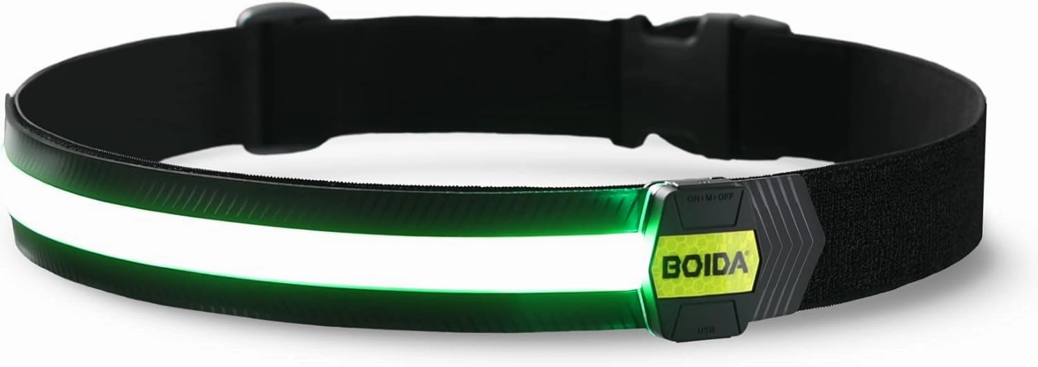 BOIDA LED Reflective Belt 1pcs - High Visibility Gear for Running,Bike, Camping, Walking & Cycling | USB Rechargeable | Safer Than a Reflective Vest | Orange,Orange,Green,White