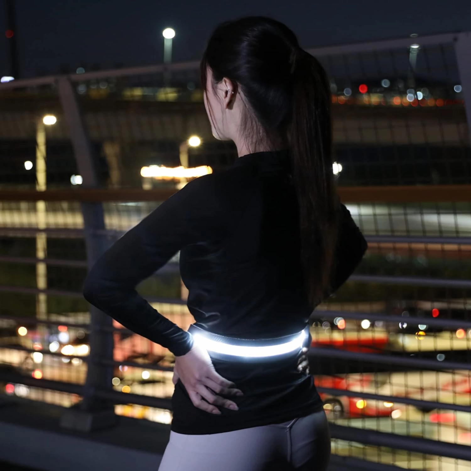 BOIDA LED Reflective Belt 1pcs - High Visibility Gear for Running,Bike, Camping, Walking & Cycling | USB Rechargeable | Safer Than a Reflective Vest | Orange,Orange,Green,White