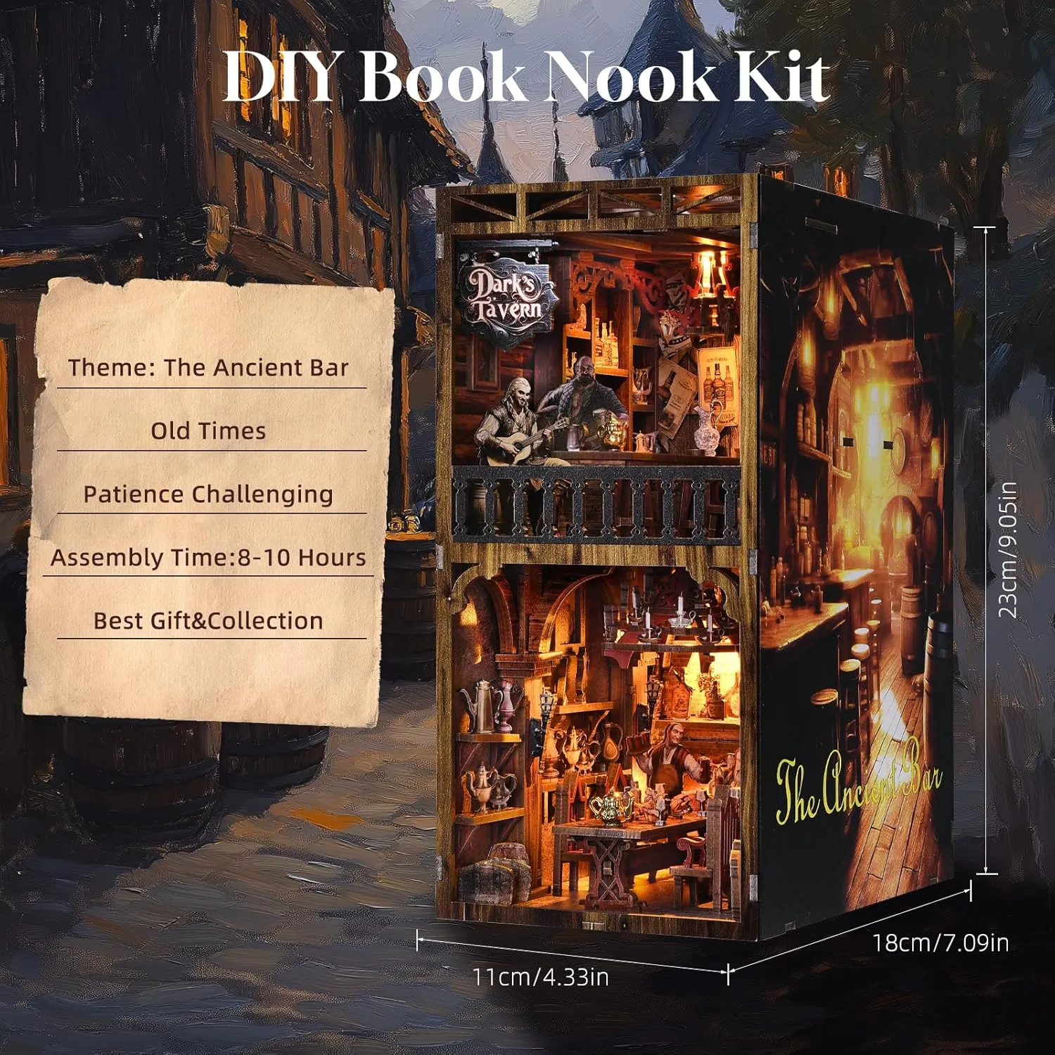 Book Nook Kit, Book Nook Kits for Adults DIY Booknook Model Build, DIY 3D Wooden Puzzle Bookend Booknook Bookshelf Insert Miniature Dollhouse Kit for Home Decoration