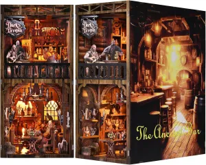 Book Nook Kit, Book Nook Kits for Adults DIY Booknook Model Build, DIY 3D Wooden Puzzle Bookend Booknook Bookshelf Insert Miniature Dollhouse Kit for Home Decoration