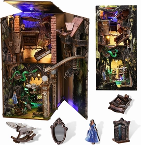 Book Nook Kit, Booknook Kit with Dust Cover for Adult DIY Miniature House Kit 3D Wooden Puzzle Decorative Bookend Bookshelf Decor Gift for Women Teens (Alice Down The Rabbit Hole)