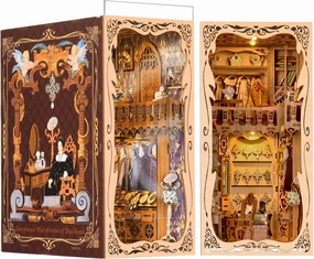 Book Nook Kit, DIY Miniature Dollhouse Booknook Kit, 3D Wooden Puzzle Bookend Bookshelf Insert Decor with LED Light for Teens and Adults (Duchess's Cloakroom)