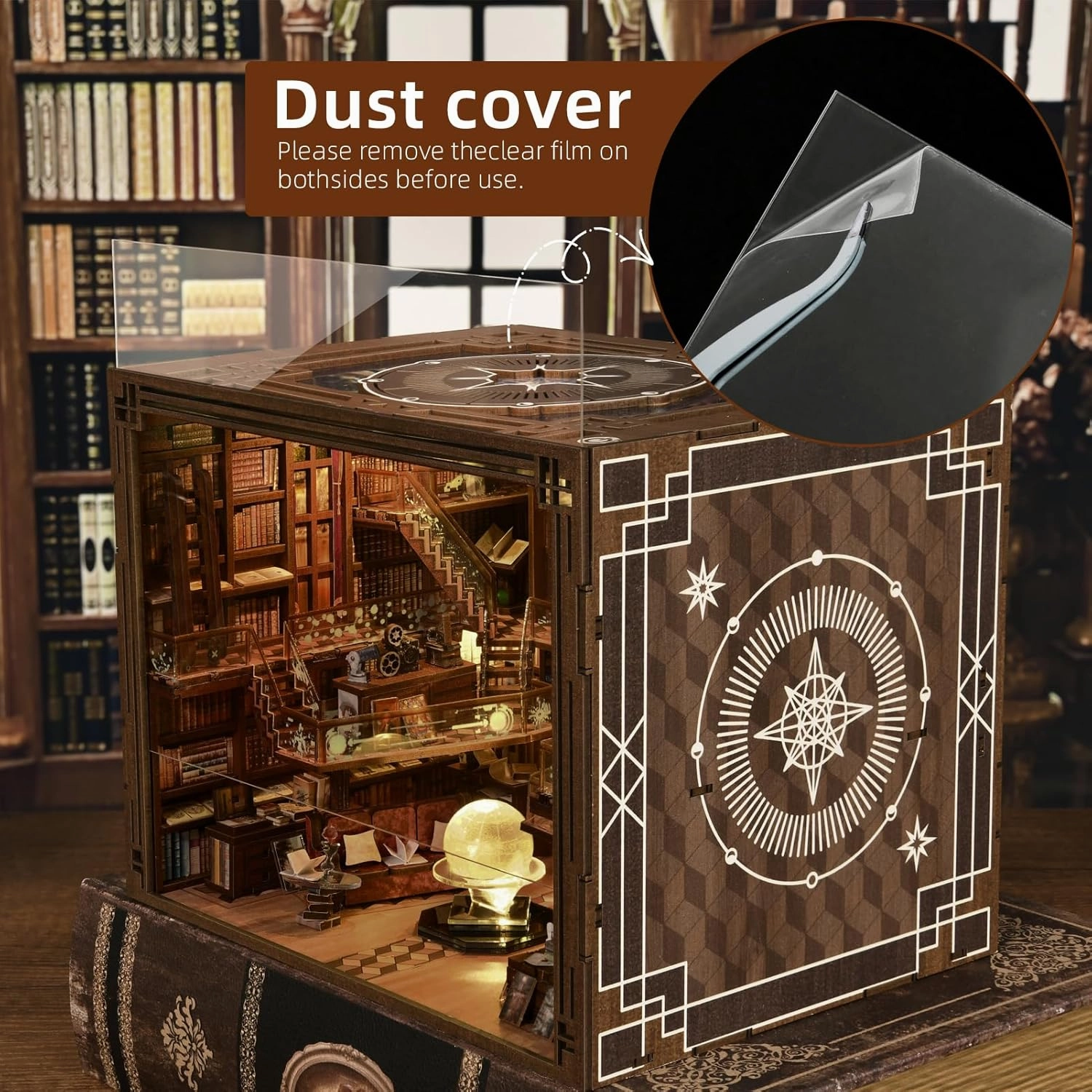 Book Nook Kit, DIY Miniature Dollhouse Booknook Kit with Led Light and Dust Cover (Beyond Library Max)