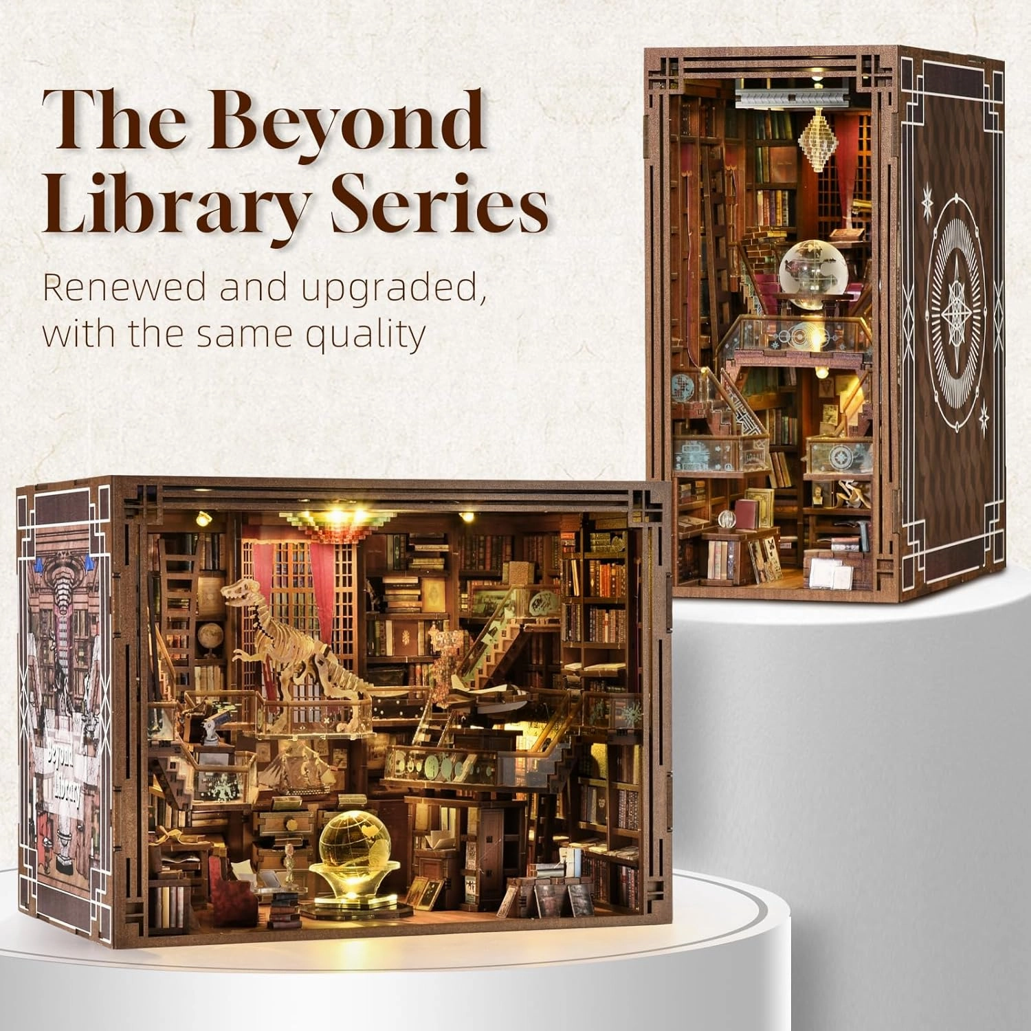 Book Nook Kit, DIY Miniature Dollhouse Booknook Kit with Led Light and Dust Cover (Beyond Library Max)