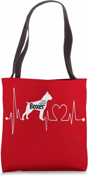 Boxer Dog Heartbeat EKG Cute Boxer Mom Dad Lover Tote Bag