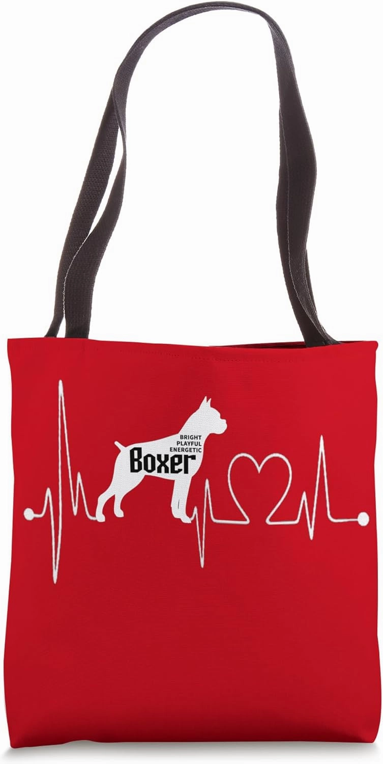 Boxer Dog Heartbeat EKG Cute Boxer Mom Dad Lover Tote Bag