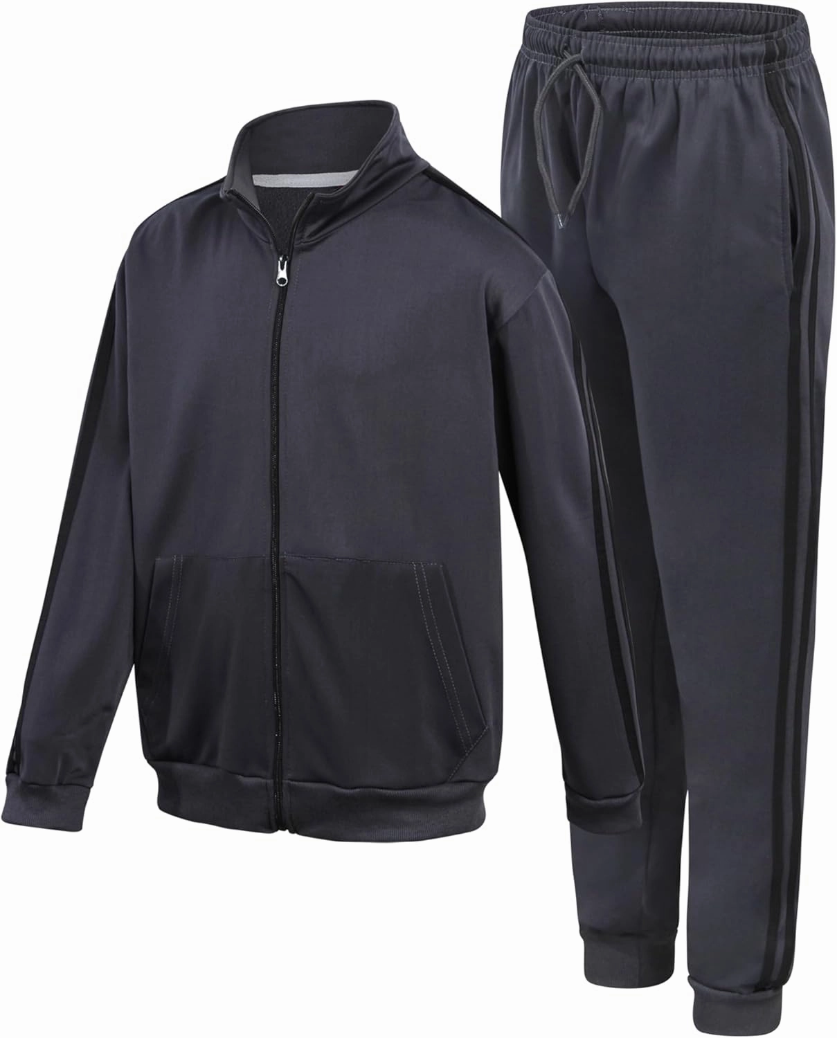 Boys' Tricot Jogger Set - 2 Piece Active Performance Zip-Up Tracksuit Set (Size: 4-18)