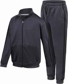Boys' Tricot Jogger Set - 2 Piece Active Performance Zip-Up Tracksuit Set (Size: 4-18)