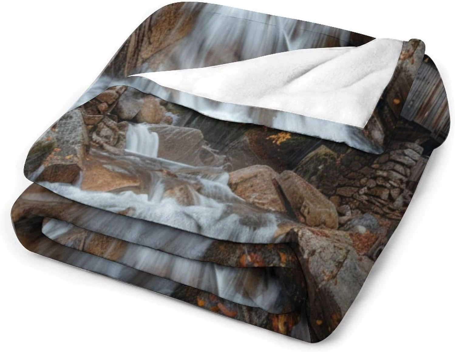 Bridge Forest Flannel Throw Blanket, Soft Cozy Warm Fleece Autumn Rustic Tree Jungle Stream Blanket for Couch Sofa Bed, 30x40 Inch