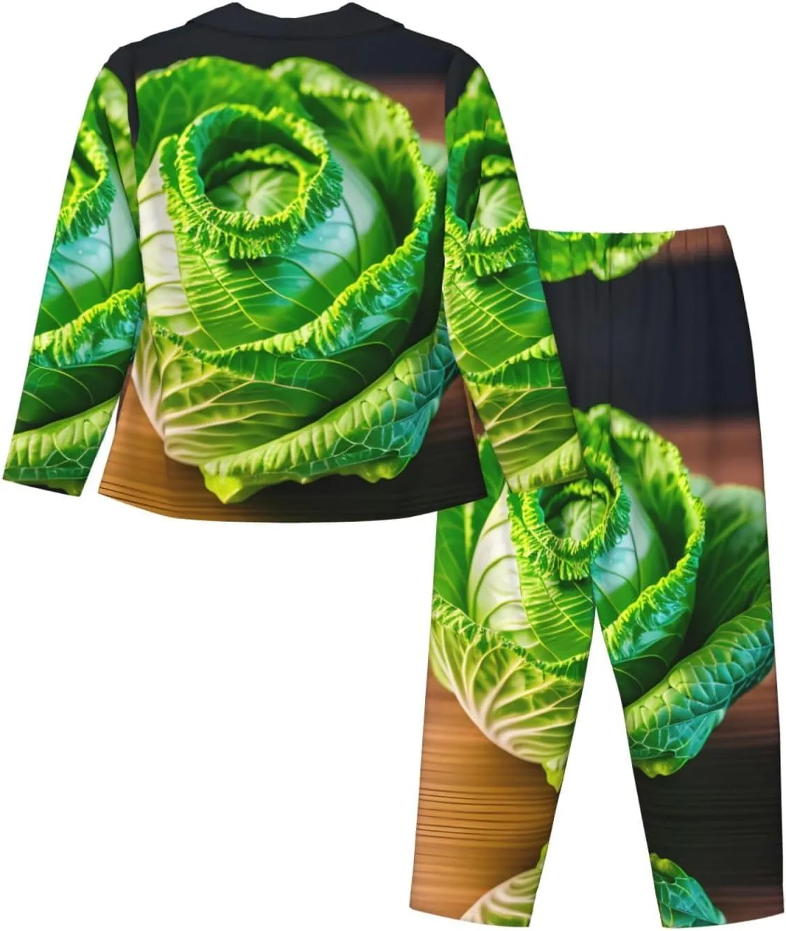 Bright Cabbage print Pajamas Set Comfy 2 Piece Sleepwear Lounge Set Long Sleeve Sleepwear Night Wear