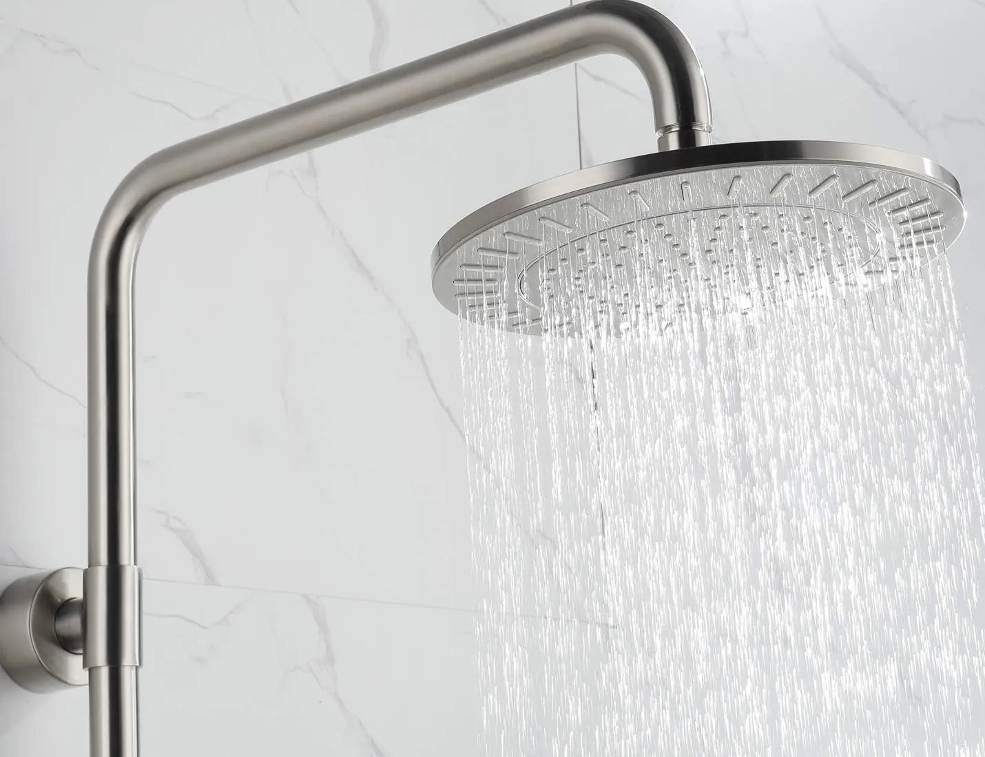 BRIGHT SHOWERS Rain System Including 9 Inch Rainfall shower head and Handheld with Height Adjustable Holder, Solid Brass Rail and 60 Inch Long Stainless Steel Shower Hose