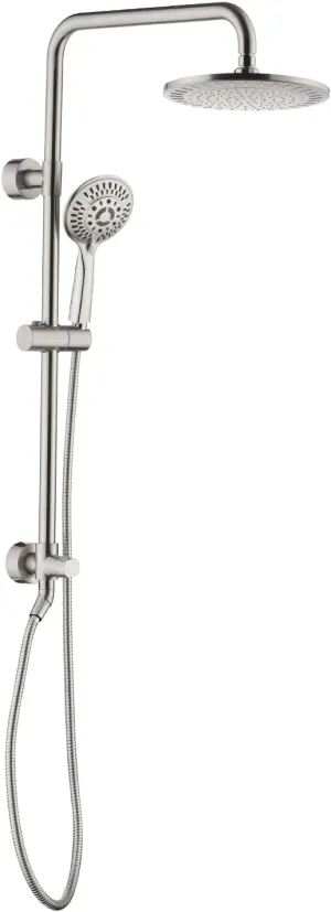 BRIGHT SHOWERS Rain System Including 9 Inch Rainfall shower head and Handheld with Height Adjustable Holder, Solid Brass Rail and 60 Inch Long Stainless Steel Shower Hose