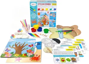 Bright Stripes STEAM Science Kit for Kids Ages 4-7 Arts and Crafts, Painting Creativity Activity Set with 20 Educational Activities for Color Mixing Experiments, STEM Learning Creative Gifts