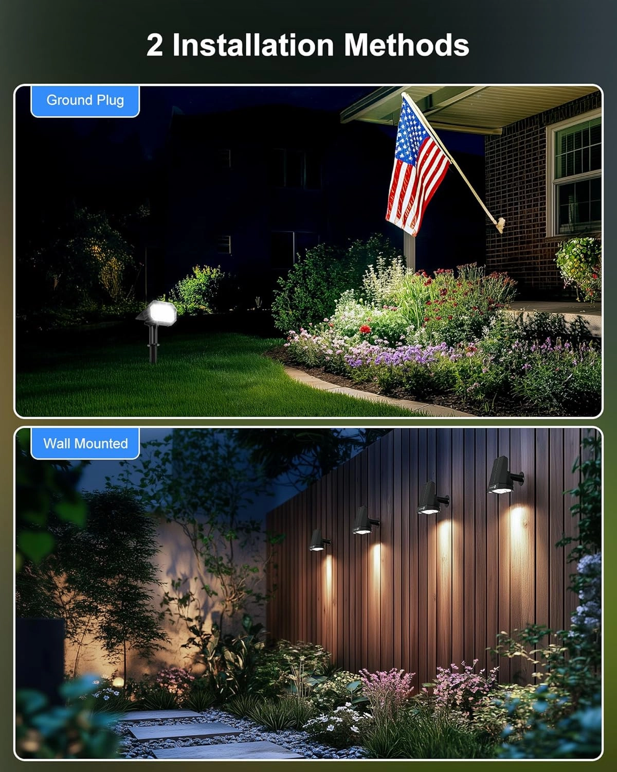 Brightown 4Pack Solar Spot Lights Outdoor with 58 LED & 1800mAh, IP67 Solar Lights Outdoor Waterproof with 3 Light Modes, 2-in-1 Dual Use Outdoor Solar Lights for Yard, Garden and Pathway (Cool White)