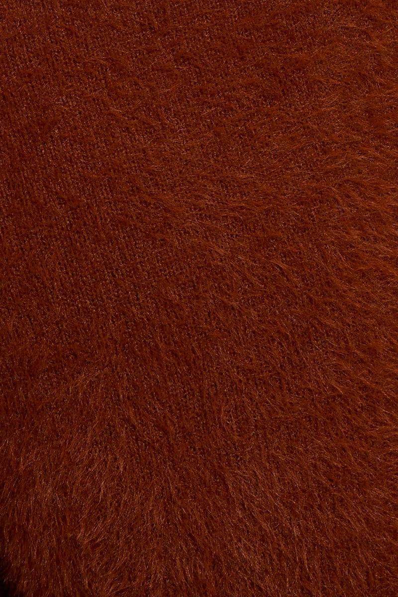 Brown Fluffy Knit Shorts
