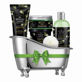Bry;an & Candy Green Tea Bath Tub Gift Set for Women and Men |Complete Home Spa Experience (Shower Gel, Hand & Body Lotion, Sugar Scrub, Body Polish)| PH5.5 Skin-Friendly,100% Vegan ,Paraben Free