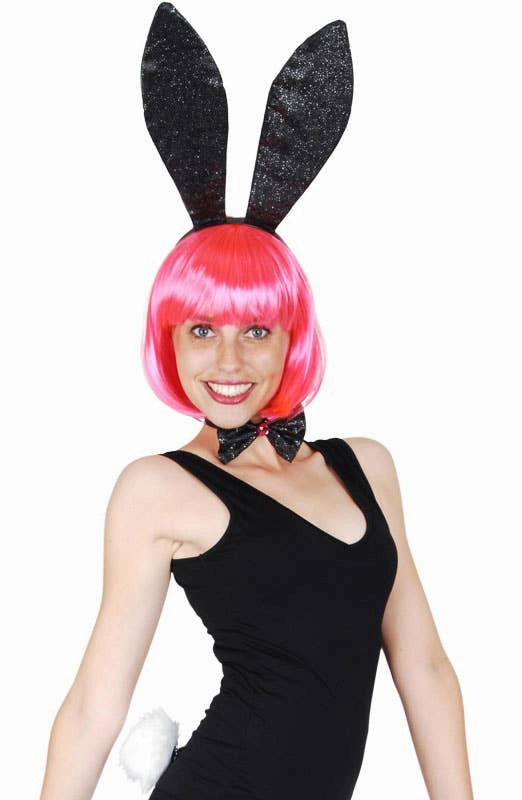 Bunny Black Glitter Ears and Tail Set