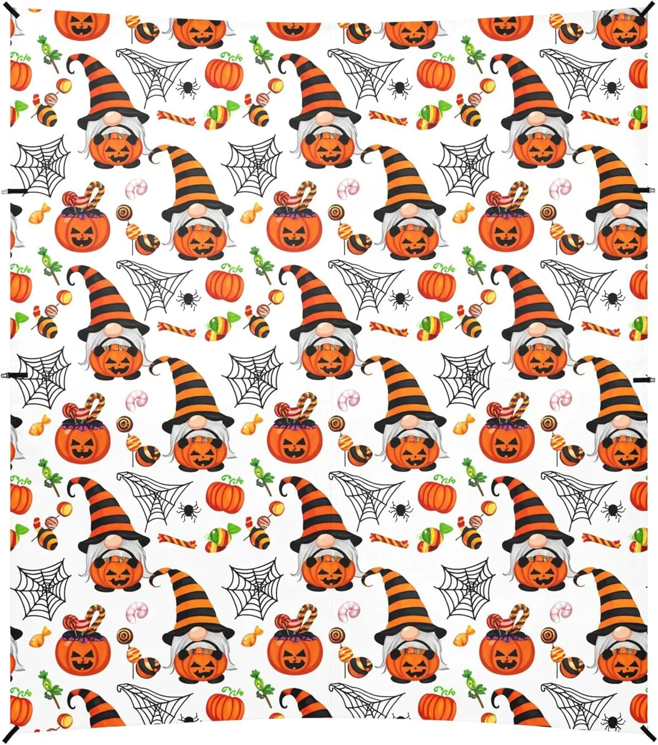 Burbuja Halloween Gnomes in Striped Hats Beach Canopy Windproof Beach Tent Sun Shade with 4 Sandbags & Sand Shovel, Portable Sun Shelter for Family Camping Picnic
